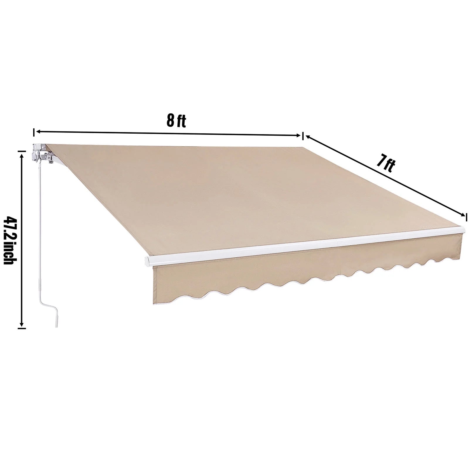 KFFKFF Patio Awning Retractable 8' x 7' Awning Sunshade Shelter with Crank Handle