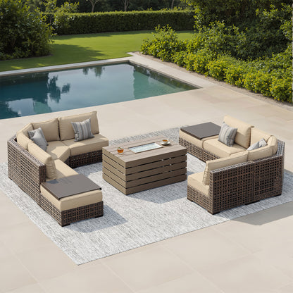 Sirio Oceanside 9-piece Fire Modular Outdoor Patio Seating Set