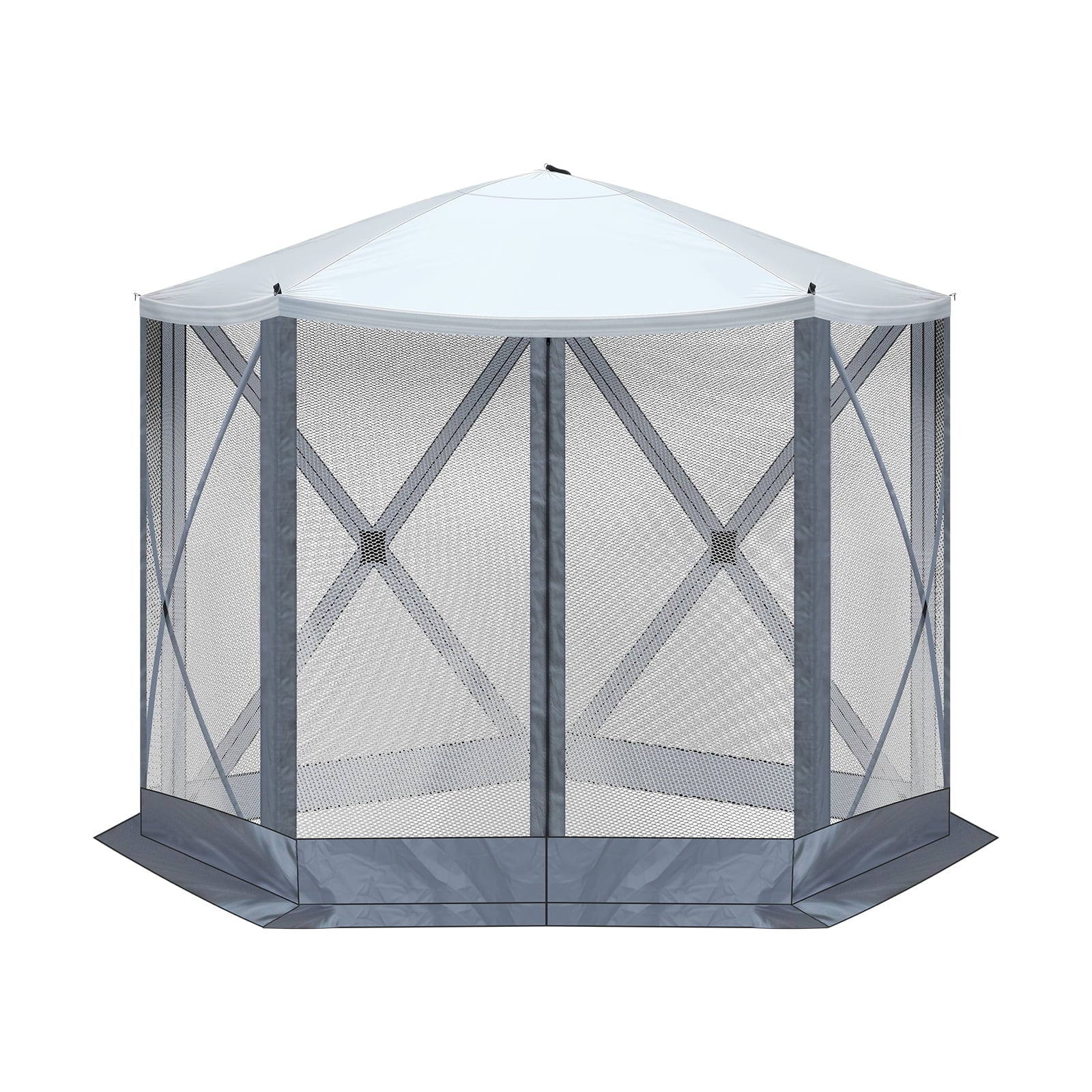 10'x10' Outdoor Pop-Up Camping Canopy - UV & Waterproof, 5 Mesh Sidewalls, Portable with Carrying Bag for Camping,Patio,Lawn, Gray