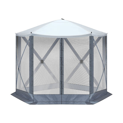 10'x10' Outdoor Pop-Up Camping Canopy - UV & Waterproof, 5 Mesh Sidewalls, Portable with Carrying Bag for Camping,Patio,Lawn, Gray