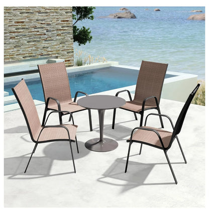 Patio Dining Chairs Set of 4, Outdoor Stackable Dining Furniture Set, All Weather Dining Set for Lawn, Garden, Backyard, Poolside, Black