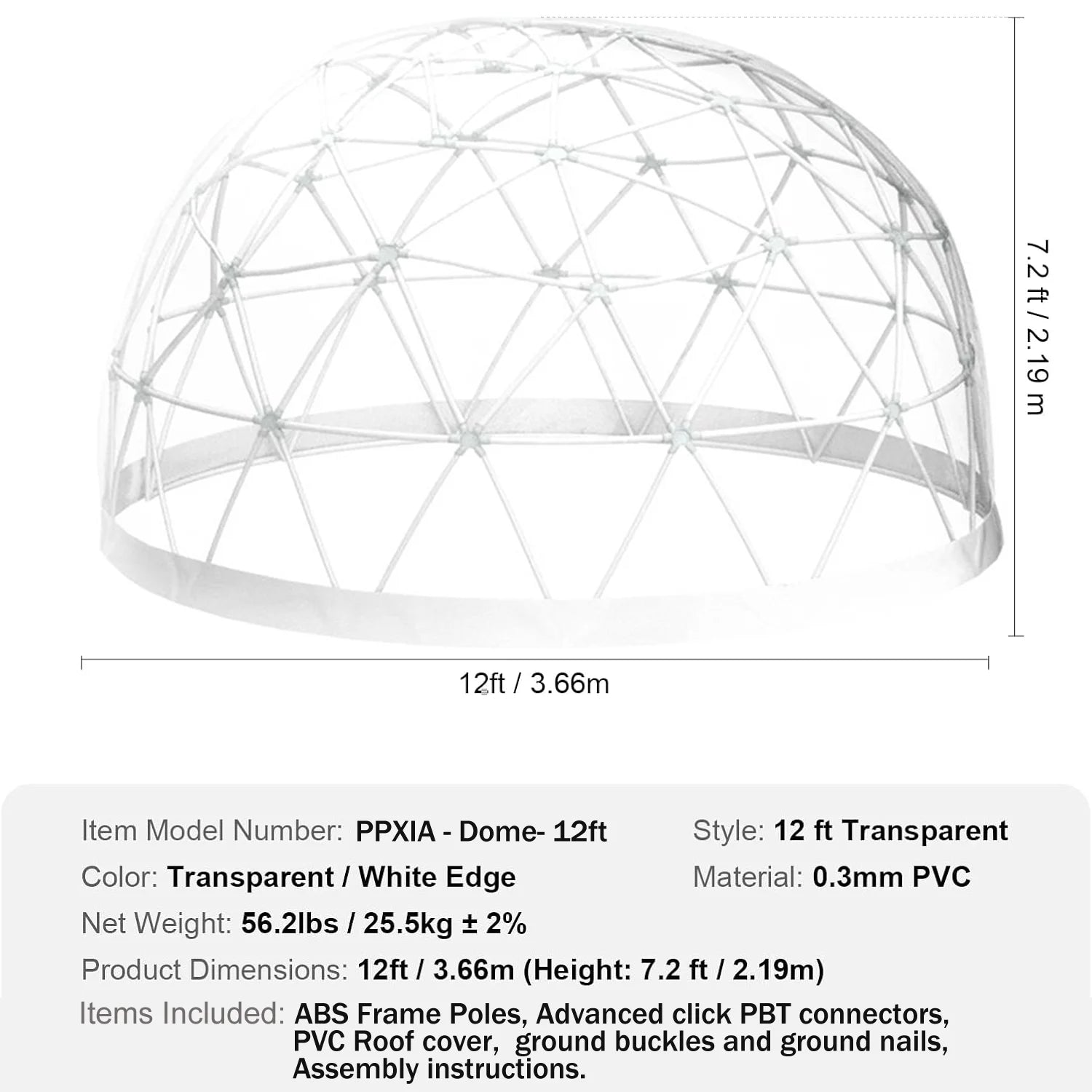 Garden Dome Tent House, Upgraded Garden Tent with PVC Transparent Cover and Window, Waterproof Outdoor Geodesic Dome Camping Shelter for Patio