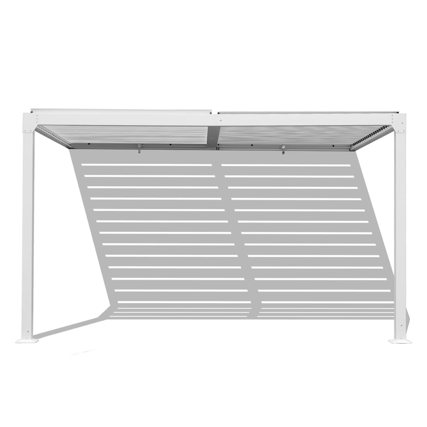 Aoodor 10 Ft. W x 13 Ft. D Outdoor Patio Top Louvered Pergola Adjustable Louvered Sloping Roof Wall-Mounted Pergola for Garden, Backyard