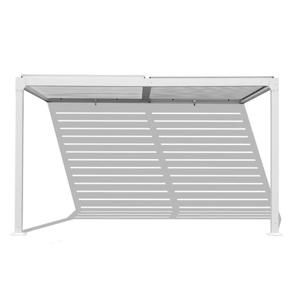 Aoodor 10 Ft. W x 13 Ft. D Outdoor Patio Top Louvered Pergola Adjustable Louvered Sloping Roof Wall-Mounted Pergola for Garden, Backyard