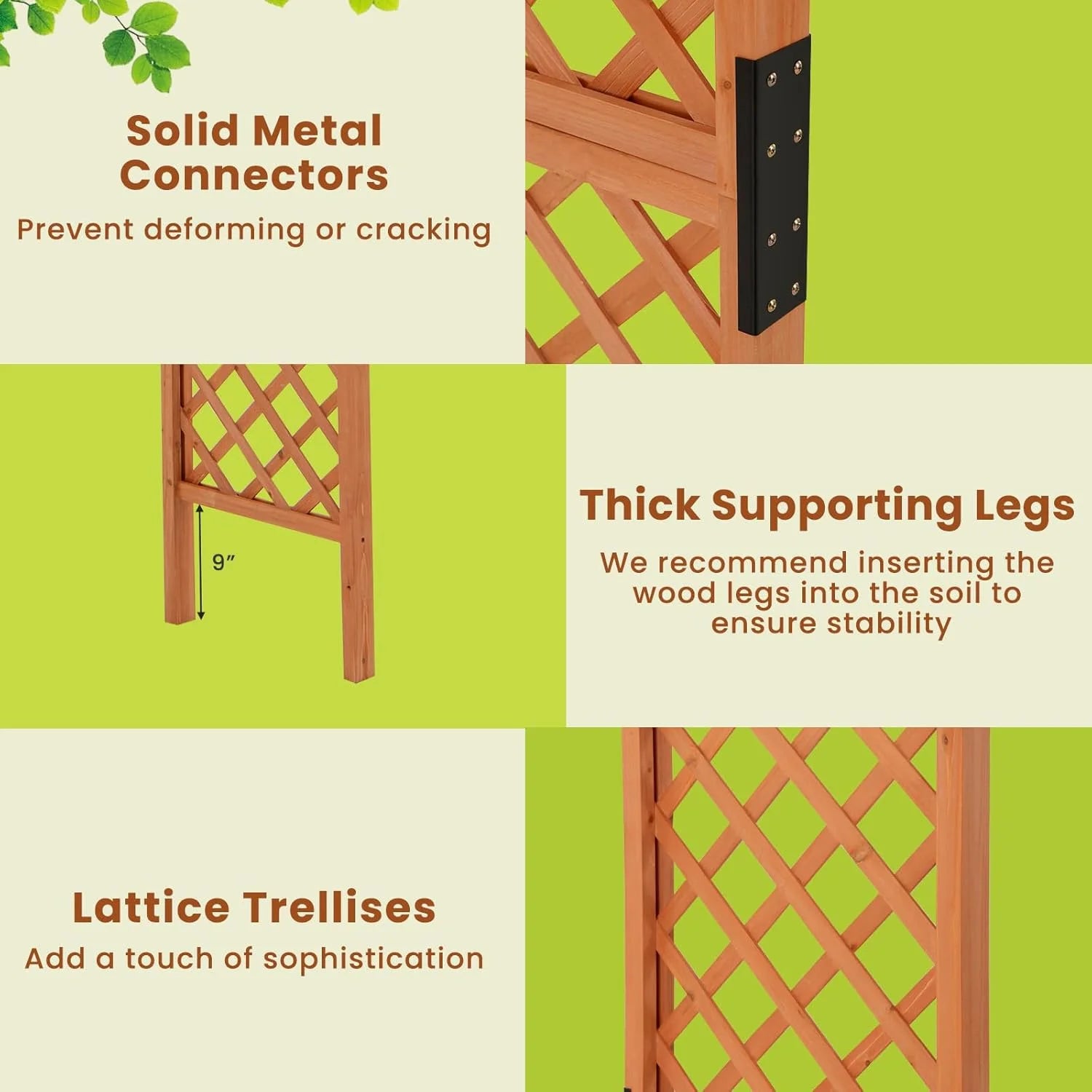 Moccha 7.7 FT Garden Arbor, 93" Wood Arbor Trellis for Climbing , Rose, Ivy, Outdoor Archway Pergola, Solid Wood Backdrop Stand, Garden Arch for Lawn Patio Bridal Party Pathway Ceremony Wedding