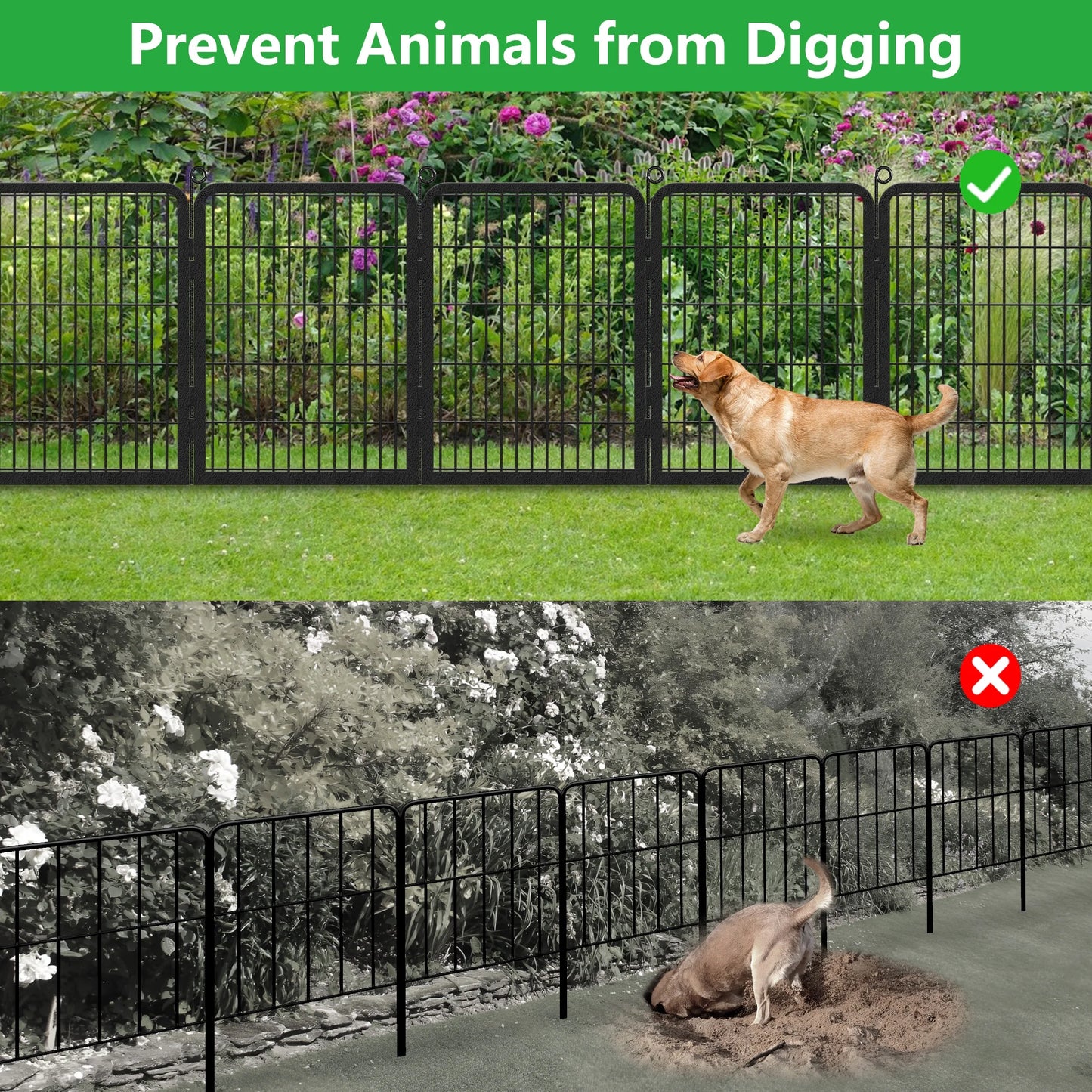 Garden Fence with Gate Fencing No Dig Fence Panels 30ft(L)32in(H) for Yard Animal Barrier Decorative Garden Fencing for Backyard Patio Garden Fences and Borders for Dogs