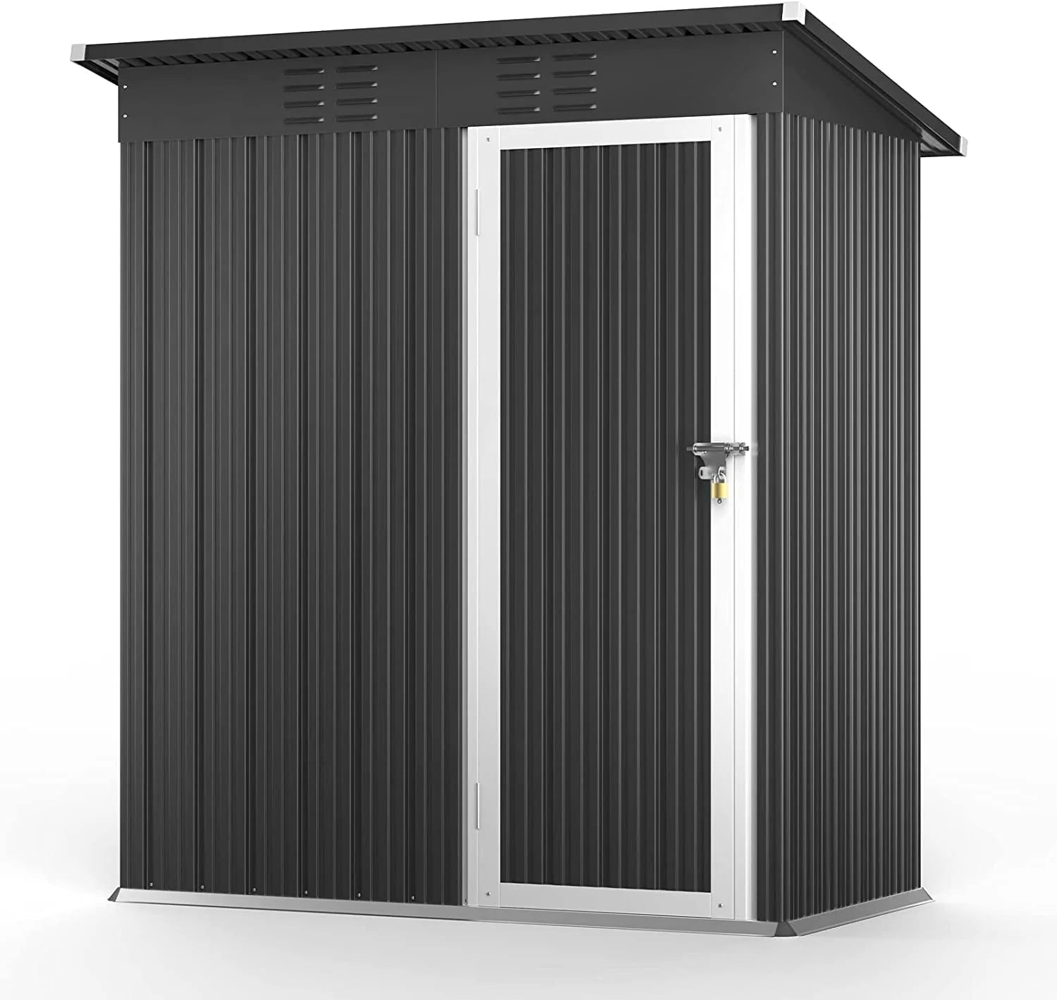 Aiho 5'x 3' Metal Outdoor Storage Shed for Patio Lawn Garden - Gray