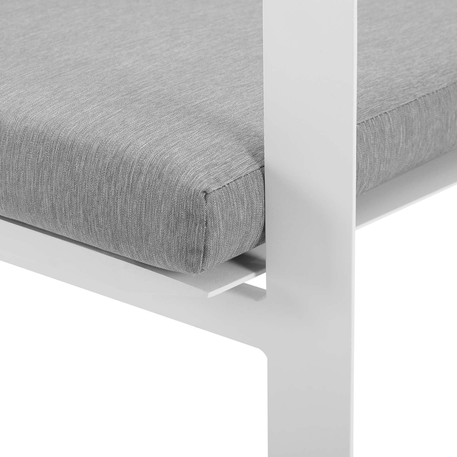 Lounge Chair Armchair, Set of 2, Aluminum, Metal, Steel, White Grey Gray, Modern Contemporary Urban Design, Outdoor Patio Balcony Cafe Bistro Garden Furniture Hotel Hospitality