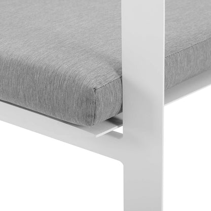 Lounge Chair Armchair, Set of 2, Aluminum, Metal, Steel, White Grey Gray, Modern Contemporary Urban Design, Outdoor Patio Balcony Cafe Bistro Garden Furniture Hotel Hospitality