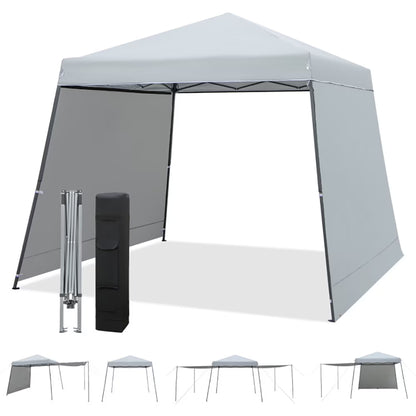 GVN Patio 10x10FT Instant Pop-up Canopy Folding Tent with Sidewalls and Awnings Outdoor-Gray, Full Waterproof Outdoor Party Event Tents for Outside Party Waterproof Tent BBQ Shelter