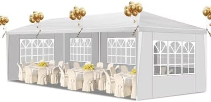 10'x30' Party Tent,Outdoor Heavy Duty Canopy with 5 Sidewalls,Patio Events Canopy Gazebo Shelter,Waterpoof Wedding Tent for Family Gatherings Parties Carport