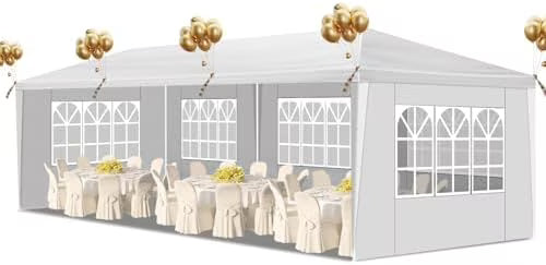 10'x30' Party Tent,Outdoor Heavy Duty Canopy with 5 Sidewalls,Patio Events Canopy Gazebo Shelter,Waterpoof Wedding Tent for Family Gatherings Parties Carport