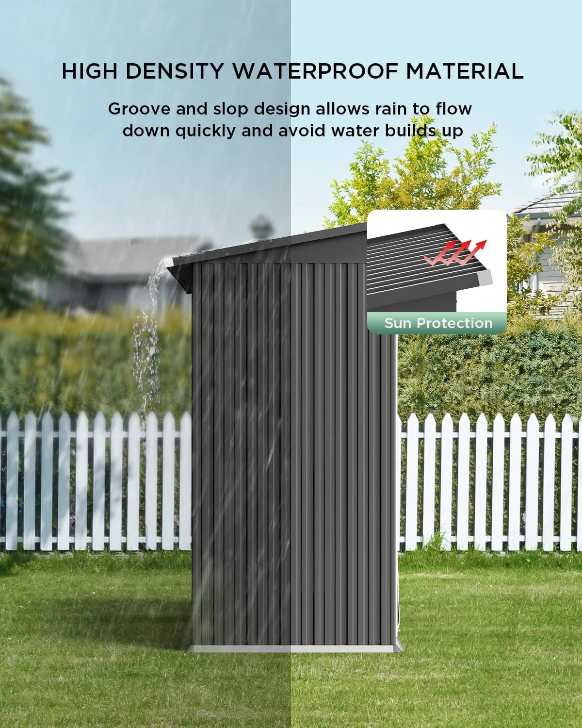 Aiho 5'x 3' Metal Outdoor Storage Shed for Patio Lawn Garden - Gray