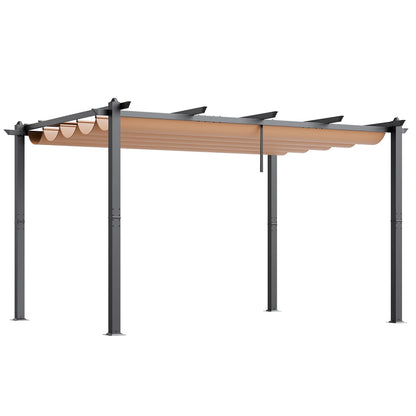 VEVOR 10'x13' Outdoor Retractable Pergola with Canopy, Aluminum Pergola with Retractable Canopy, Modern Pergola with Sun Shade Canopy for Patios, Gardens, Decks, Backyards (Beige)