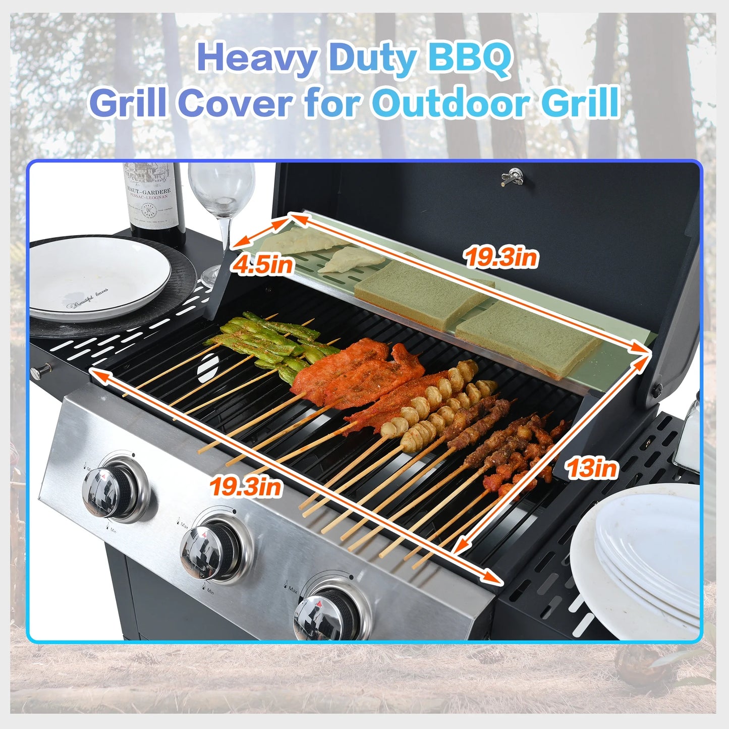 Qiushi 3-Burner Propane Gas Grill, 26,000 BTU Stainless Steel BBQ Grill with 2 Shelves & Thermometer, Outdoor Patio Grill with Electronic Ignition, Wheels & Bottle Opener M?Durable & Even Heating