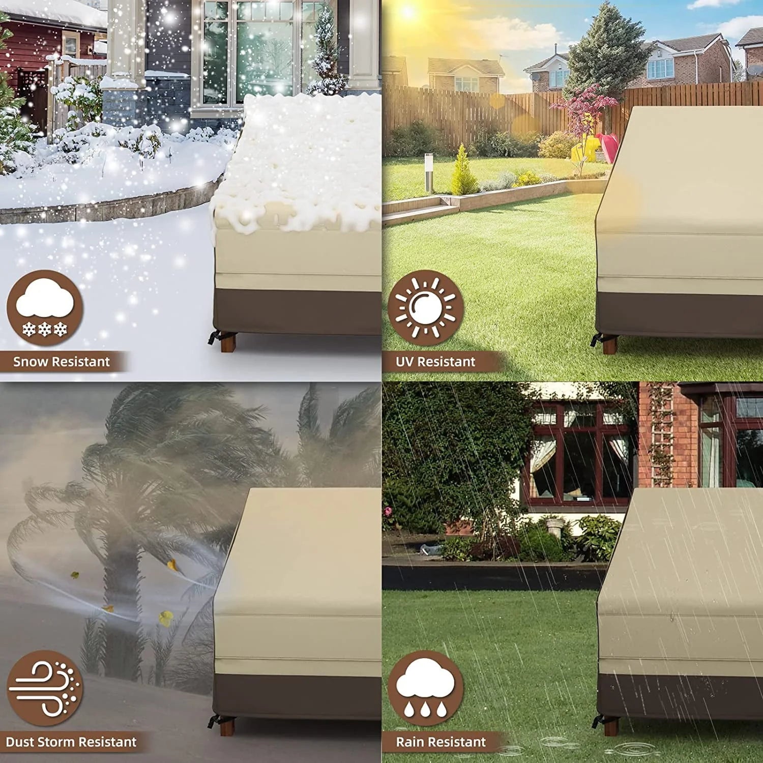 600D Patio Chair Cover, Outdoor Furniture Cover for Lawn Patio Chair, 38" x 40" x 34" Waterproof Anti-UV Patio Furniture Covers with Large Air Vents, 2 Pack, Brown & Khaki