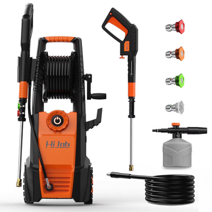 HIJOB Electric 4000 PSI High Power Water Washers Machine w/20 ft Hose, 4 Nozzles, Max. 2.6 GPM for Patios/Cars/Fences/Driveways