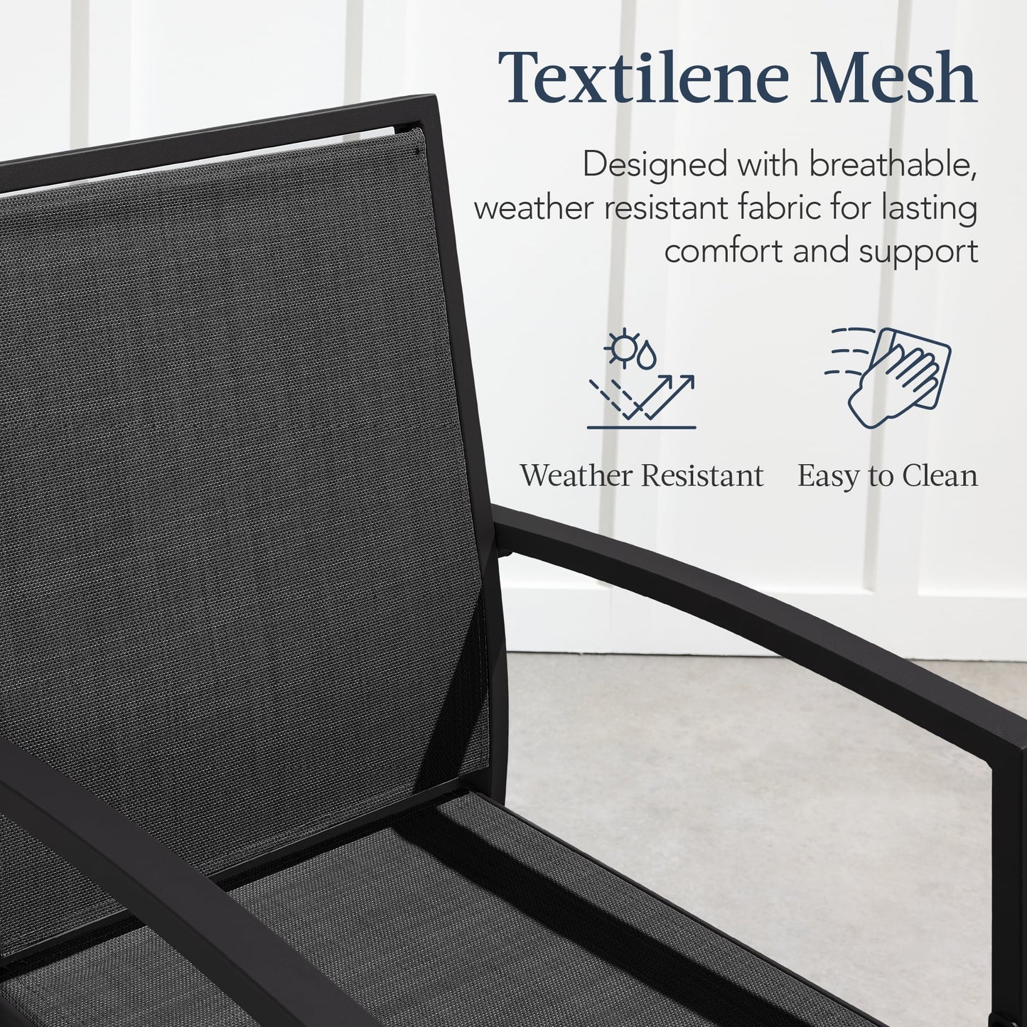 Best Choice Products Outdoor Barstools Set of 2, Bar Height Patio Chairs w/All-Weather Mesh - Black/Black