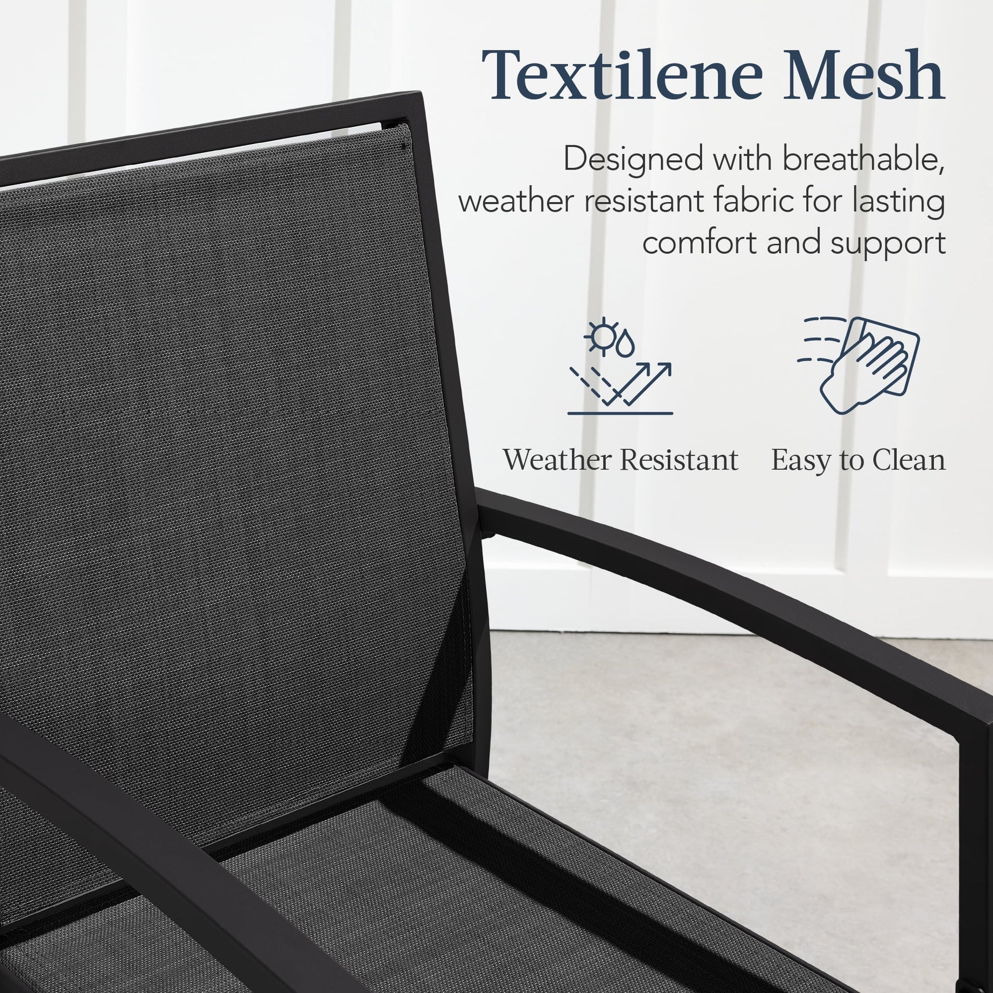 Best Choice Products Outdoor Barstools Set of 2, Bar Height Patio Chairs w/All-Weather Mesh - Black/Black