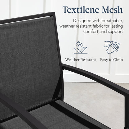 Best Choice Products Outdoor Barstools Set of 2, Bar Height Patio Chairs w/All-Weather Mesh - Black/Black