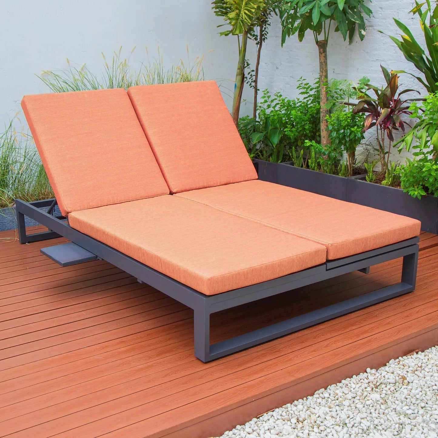 Outdoor Chaise Lounge Recliner Sofa - Convertible Double Daybed Patio Furniture with Cushions