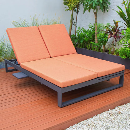 Outdoor Chaise Lounge Recliner Sofa - Convertible Double Daybed Patio Furniture with Cushions