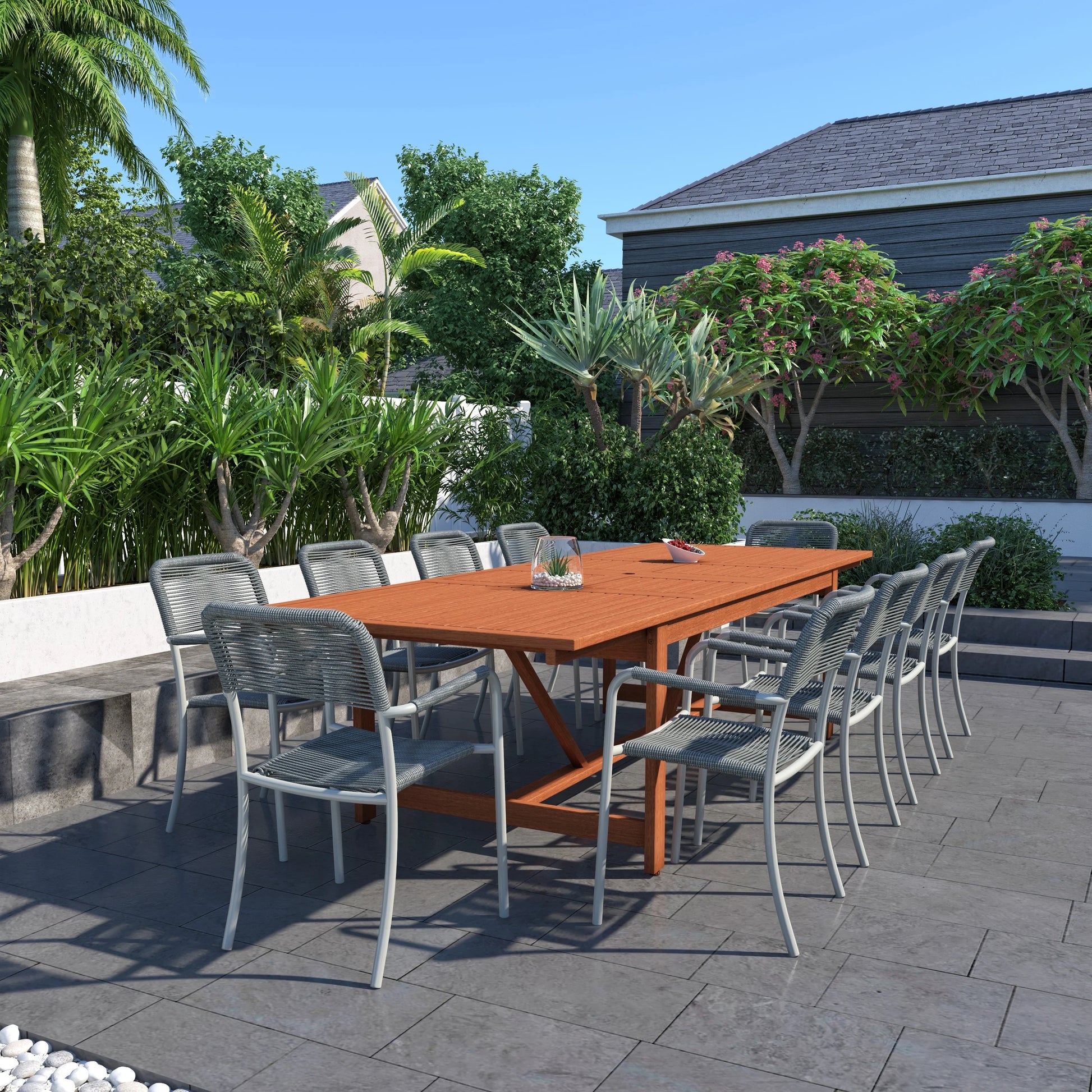 Amazonia Curry 2pc or 4pc Aluminum & Rope Outdoor Patio Dining Chairs Grey