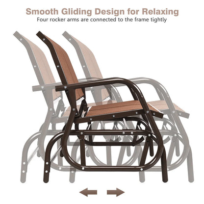 Gymax 48'' Outdoor Patio Swing Glider Bench Chair Loveseat Rocker Lounge Backyard Brown