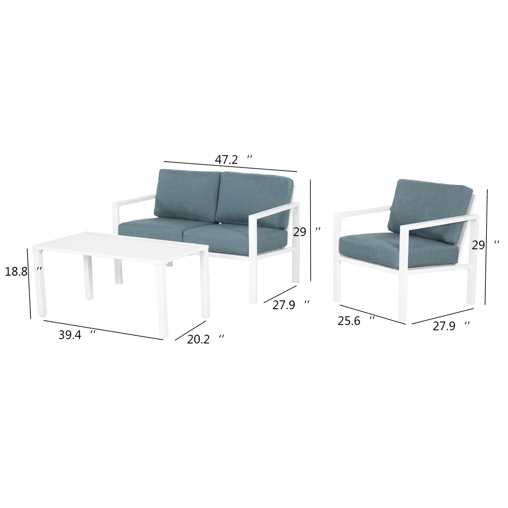 Mainstays Dashwood 4-Piece Outdoor Patio Conversation Set, Seats 4, Blue