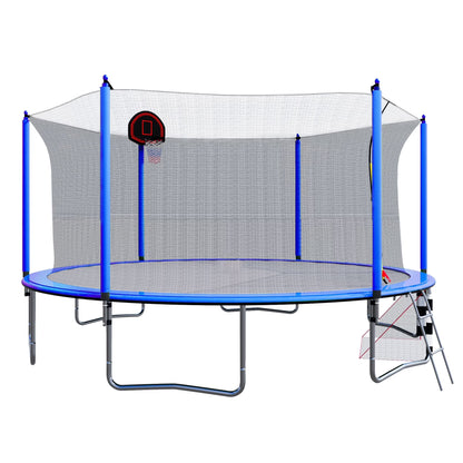 16FT Trampoline with Basketball Hoop, Outdoor Trampoline with Safety Enclosure Net, Recreational Trampoline for Kids and Adults with Soccer Goal, 1000lbs Weight Capatity for Backyard, Patio