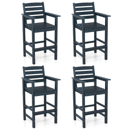 Gymax Patio Bar Stools Set of 4 Tall Adirondack Chair w/Backrest Armrests & Footrests Brown