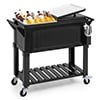 Magshion Rolling Patio Cooler Ice Chest with Wheels & Ice Scoop, Outdoor Cold Drink Beverage Bar Cart with Storage Shelf & Bottle Opener Deck Backyard Party Tub Trolley Cart, Red