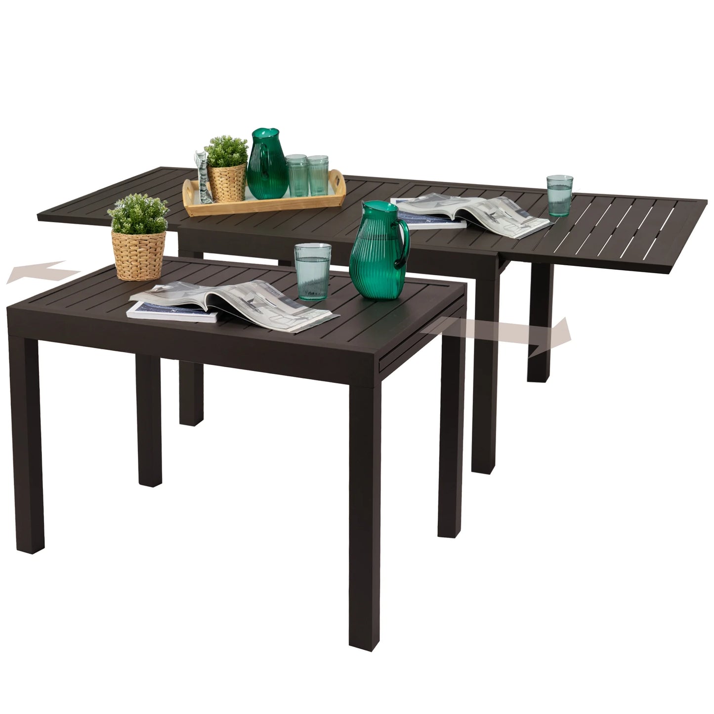 Kozyard Villa Outdoor Patio Metal Slate and Aluminum Rectangle Dining Table ( Gray )