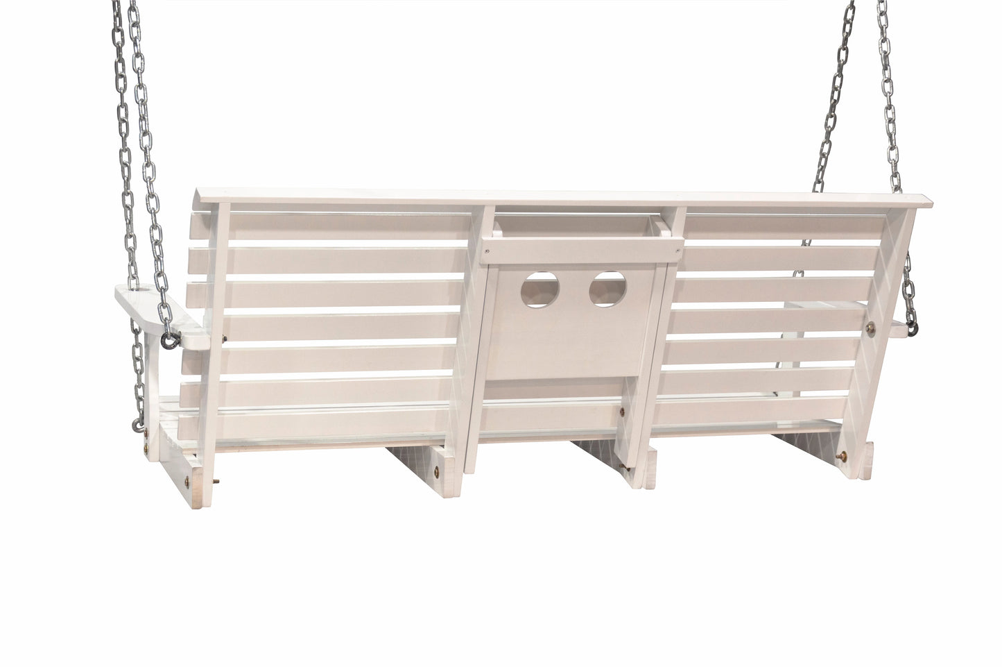 Outdoor Patio Garden Furniture 3-Person Hanging Wood Porch Swing, Weather Resistant Finish-White