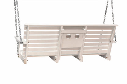 Outdoor Patio Garden Furniture 3-Person Hanging Wood Porch Swing, Weather Resistant Finish-White