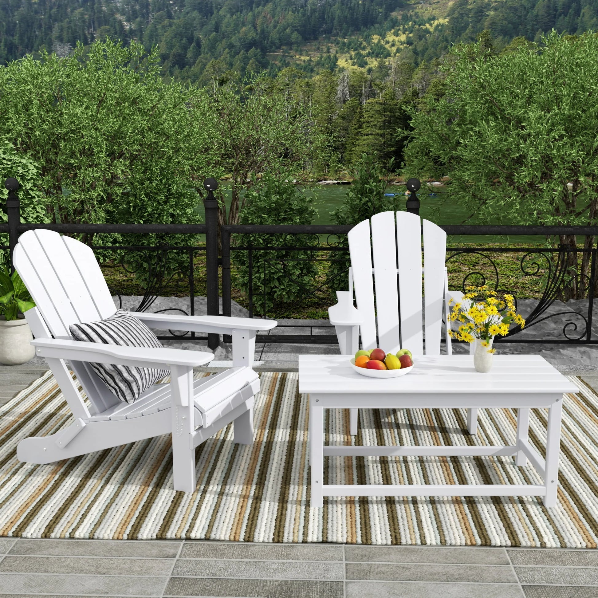 Westintrends Outdoor Patio Classic Adirondack Coffee Table, White