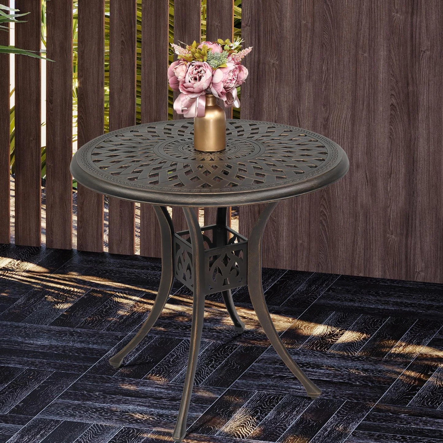 BaytoCare 31" Aluminum Round Patio Outdoor Dining Table, Bronze