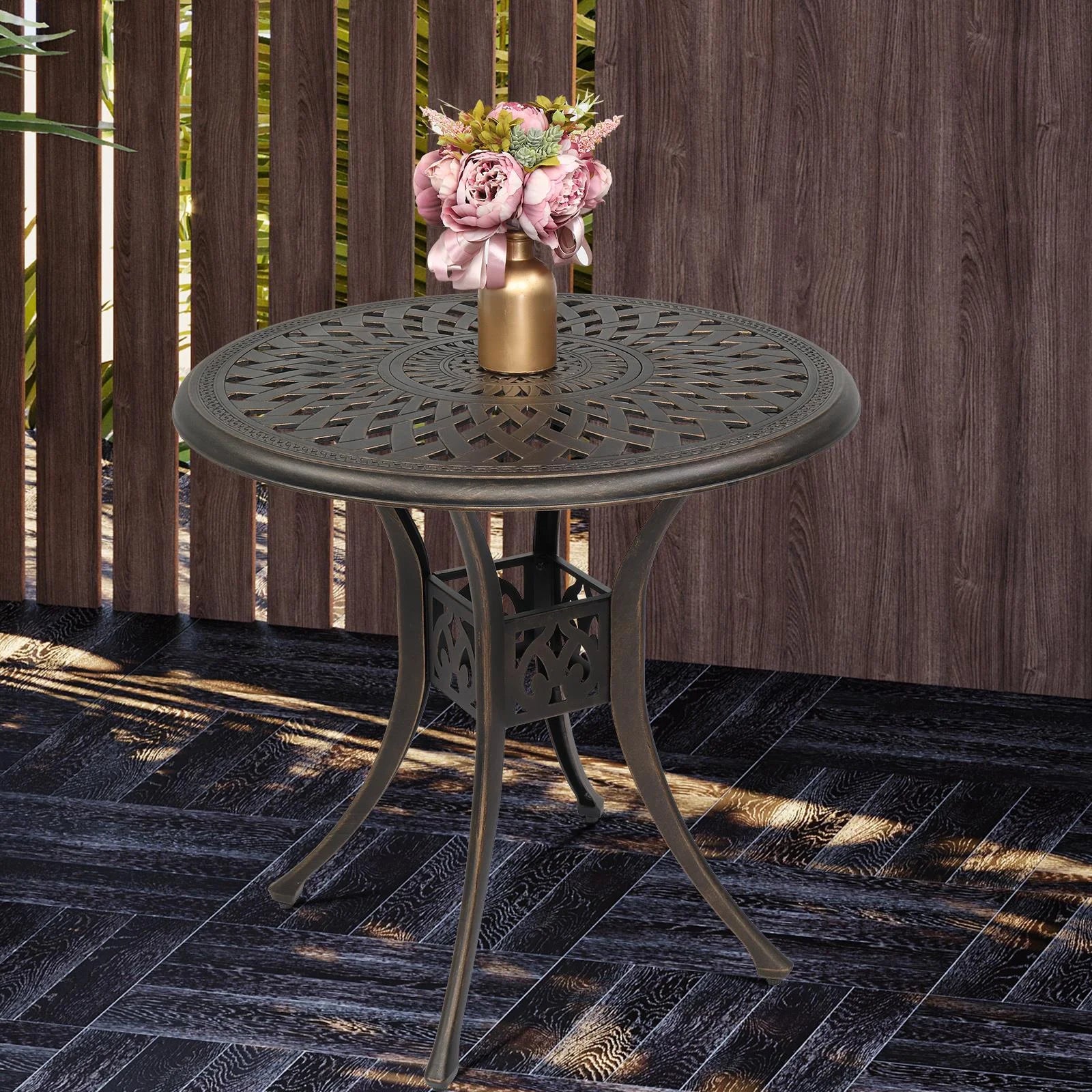 BaytoCare 31" Aluminum Round Patio Outdoor Dining Table, Bronze