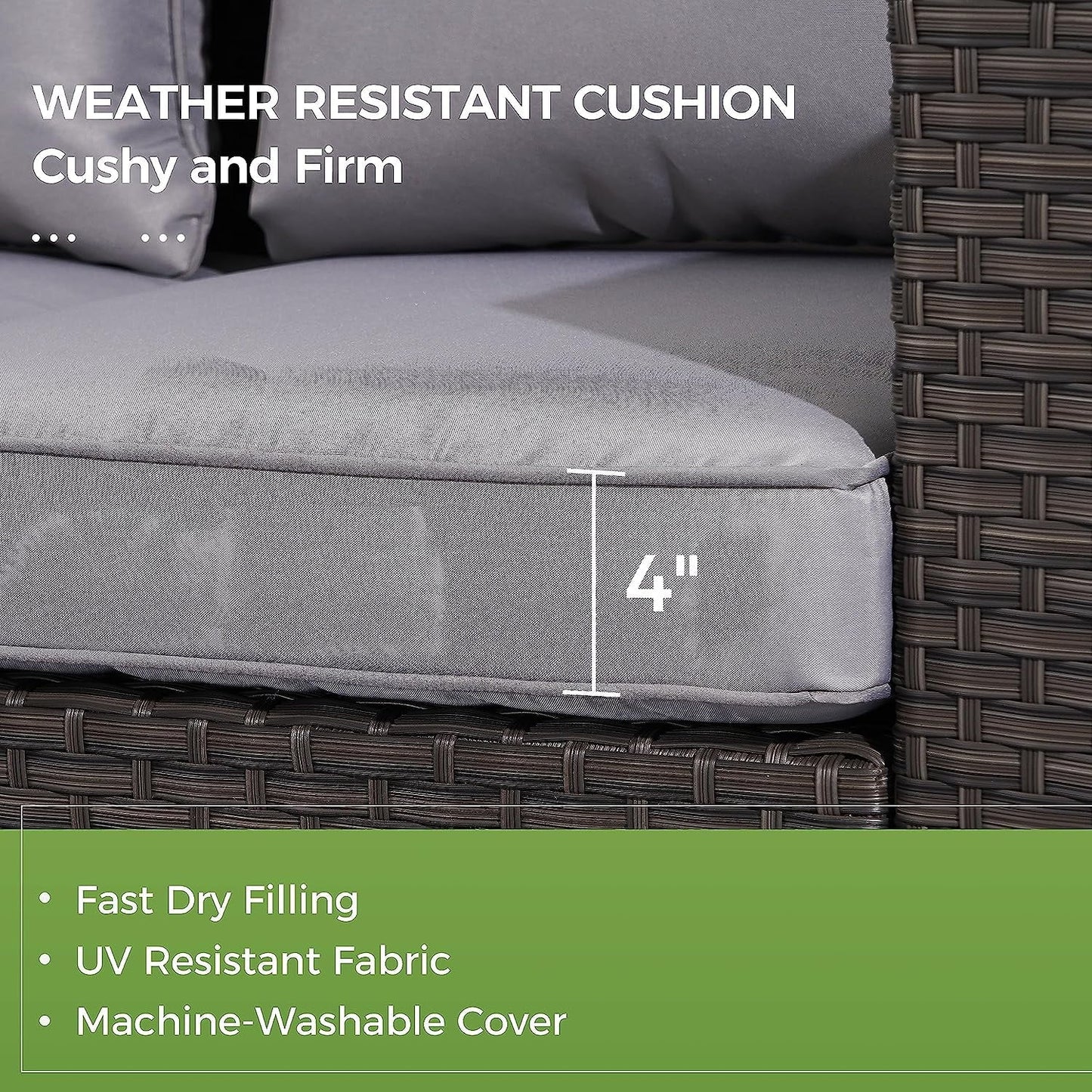 CozyHom 5 Pcs Outdoor Patio Wicker Furniture Sofa Set Clearance Sectional Conversation Couch Chair Sofa Set With Coffee Table, Grey
