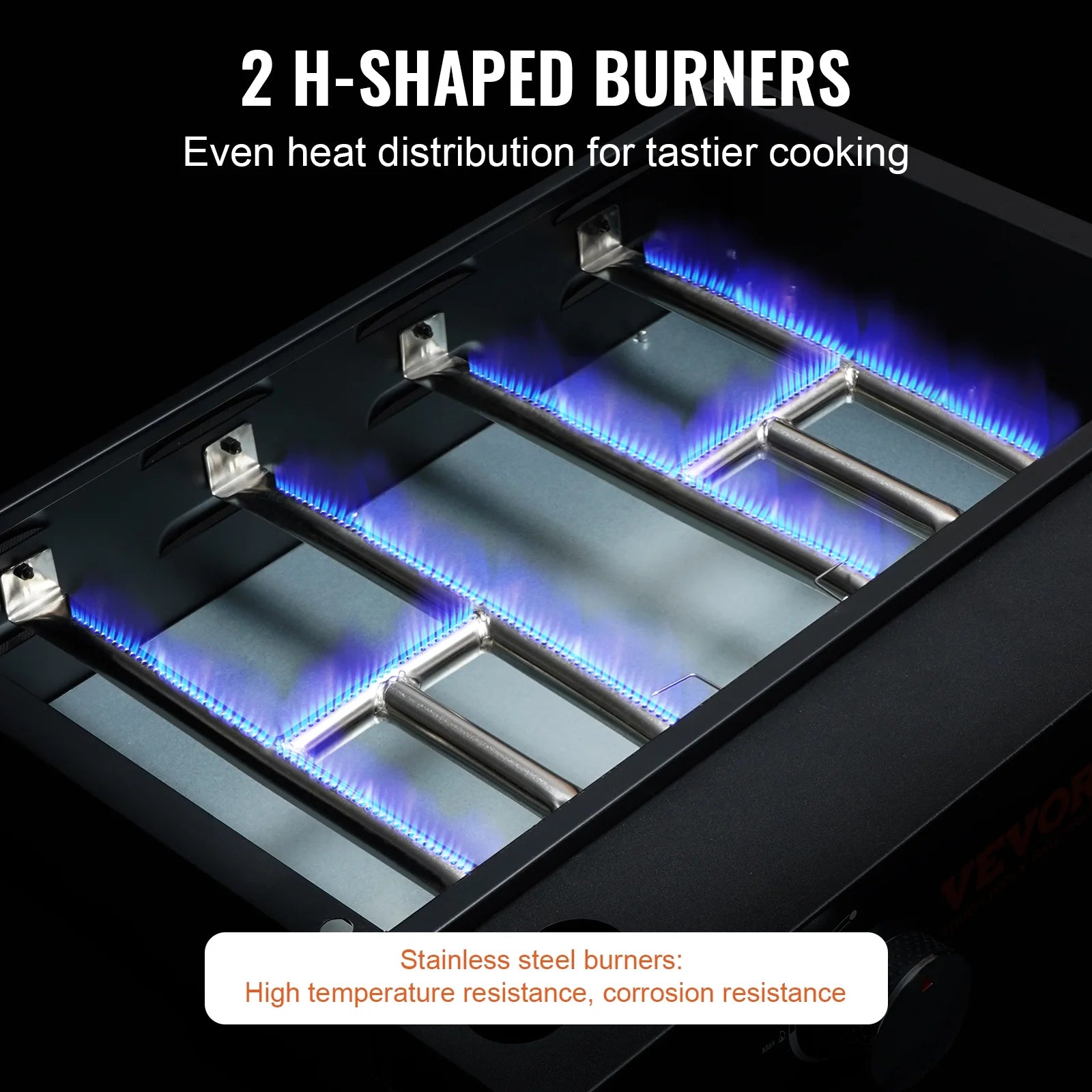 KFFKFF 22.4" Tabletop Gas Griddle, 2-Burner Outdoor Flat Top Grill Griddle with Non-Adhesive Cooking Plate, for Camping, Tailgating, Bbq, Parties, Backyard & Patio