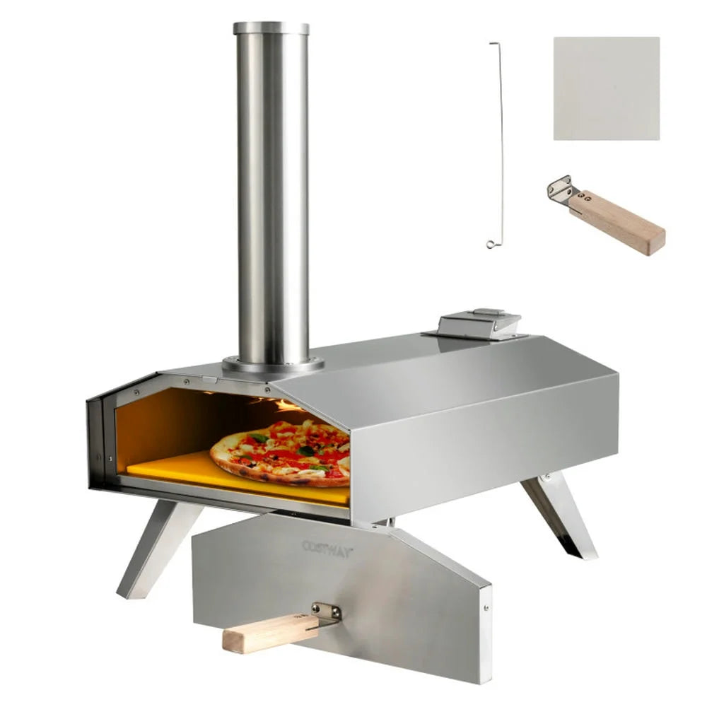 Topcobe Portable Stainless Steel Outdoor Pizza Oven with 12 Inch Pizza Stone, Cooking Space for Backyard, Patio and Parties