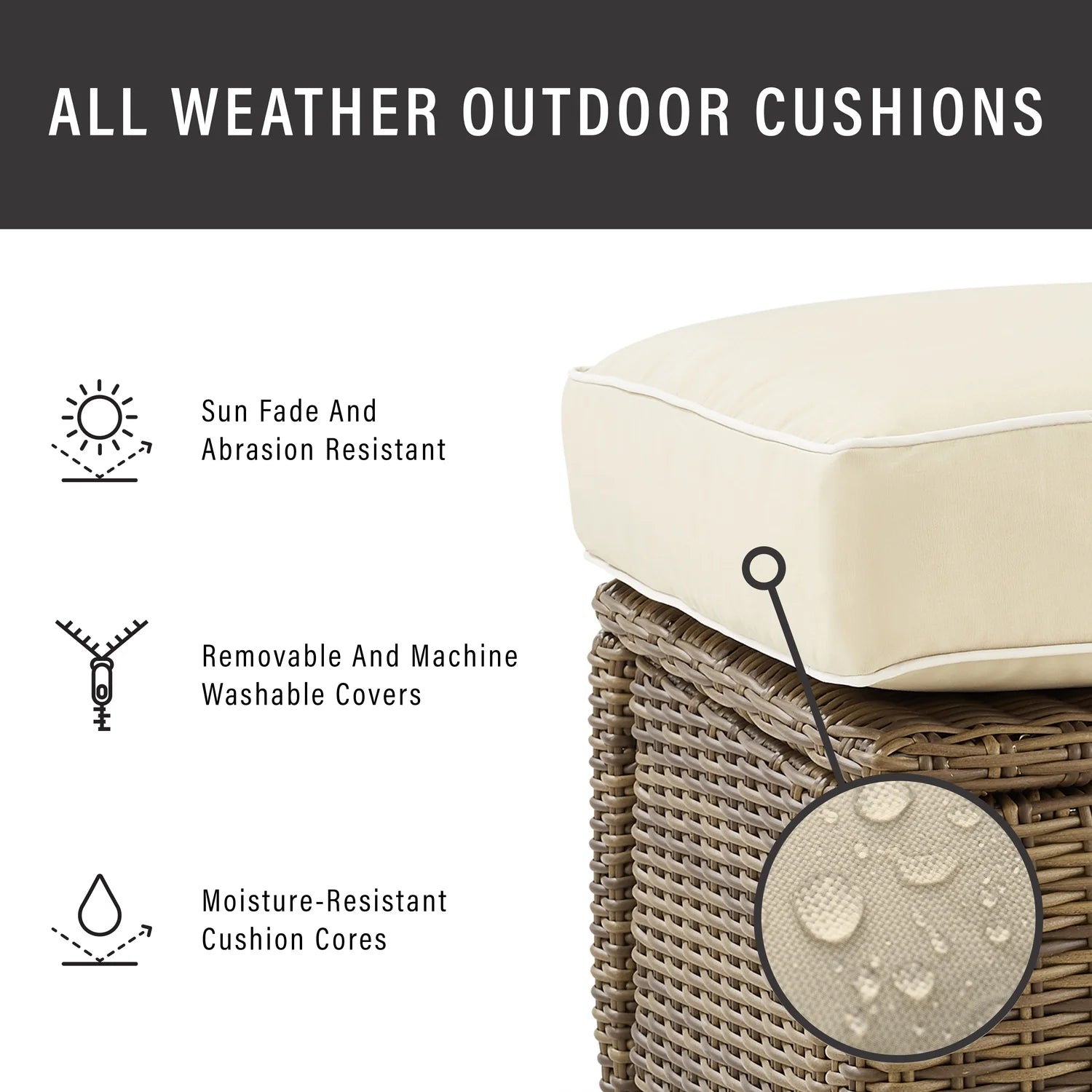 Crosley Furniture Bradenton 3 Piece Fabric Patio Sofa Set in Brown and Sand