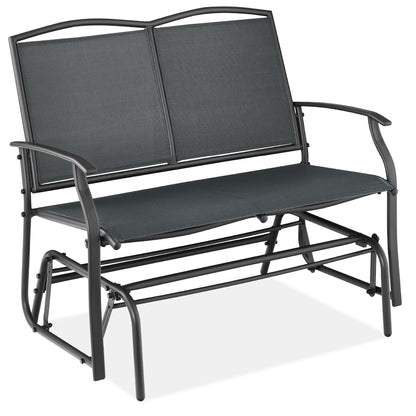 Best Choice Products 2-Person Outdoor Swing Glider, Steel Patio Loveseat, Bench Rocker w/Armrests - Black
