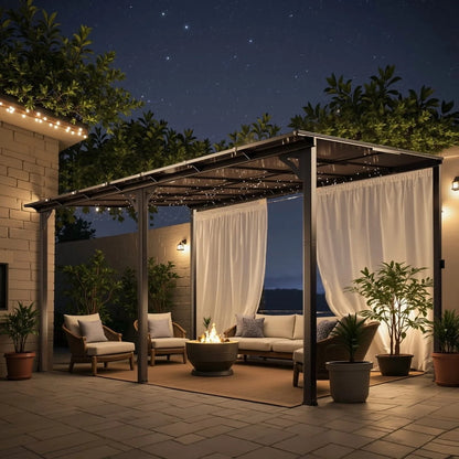 Homall 10 x 14 FT Outdoor Gazebo Wall Mounted Lean to Gazebo Pergola with Polycarbonate Roof Heavy Duty Metal Patio Awnings with Aluminum Frame for Patio, Backyard, Deck