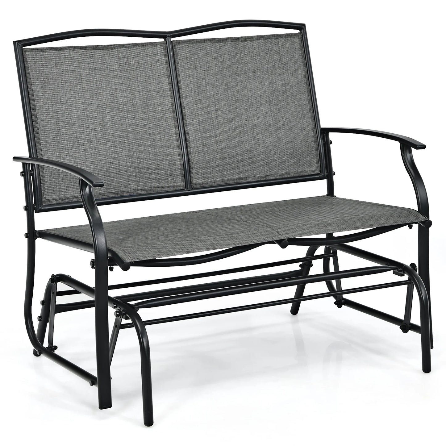 Costway Patio Glider Rocking Bench Double 2 Person Chair Loveseat Garden Black