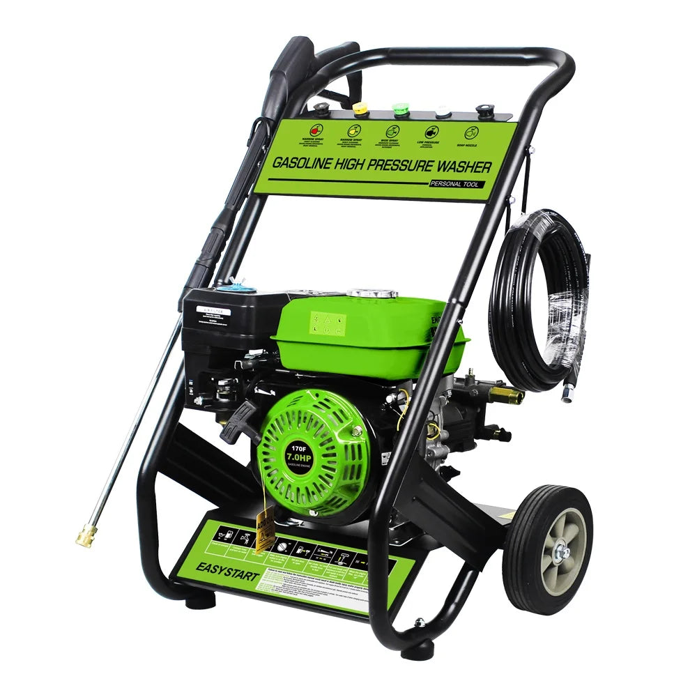 2600PSI 2.38 GPM Gas Pressure Washer, Seizeen High Water Pressure Power Washer with Aluminum Pump, 25ft Hose, for Cars/Fences/Driveways/Homes/Patios/Furniture