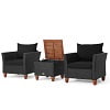 Gymax 3PCS Patio Rattan Conversation Set Outdoor Furniture Set w/Navy Cushions