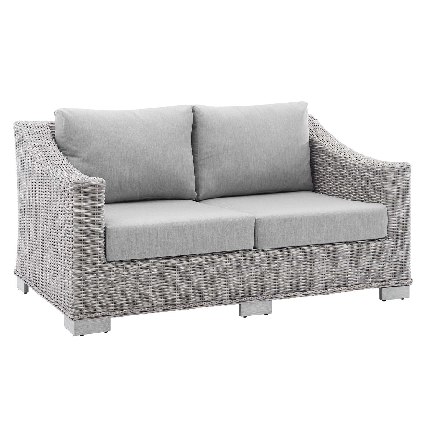 Modway Conway Sunbrella® Outdoor Patio Wicker Rattan 5-Piece Furniture Set in Light Gray Gray