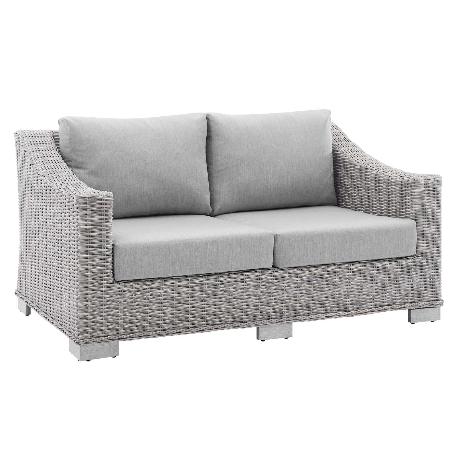 Modway Conway Sunbrella® Outdoor Patio Wicker Rattan 5-Piece Furniture Set in Light Gray Gray