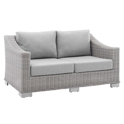 Modway Conway Sunbrella® Outdoor Patio Wicker Rattan 5-Piece Furniture Set in Light Gray Gray